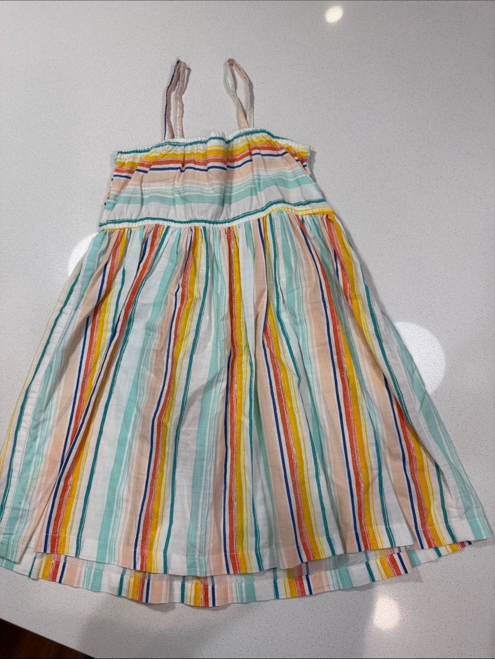 Carter's Striped Sundress in White, Mint, Yellow, Peach & Navy